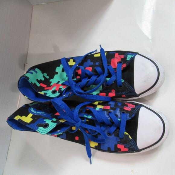 Converse Chuck Taylor All Star Hi Top Shoes Juniors Size 6 Blue GS Gaming Tetris main image 5